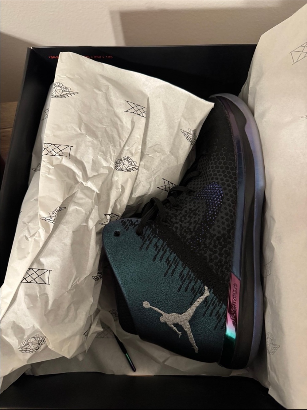 Jordan Low-Top Sneaker - Black with Teal and Purple Accents